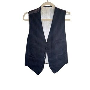 Robinsons Singapore Vintage Mens Pinstripe Suit Vest Charcoal Grey S Waistcoat